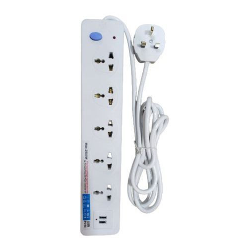 5 Way Heavy Duty USB Extension Cable Socket - White