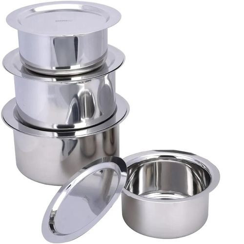 8 Pieces Stainless Steel Cookware Set Serving Dishes With Covers And Mirror Polish- Silver