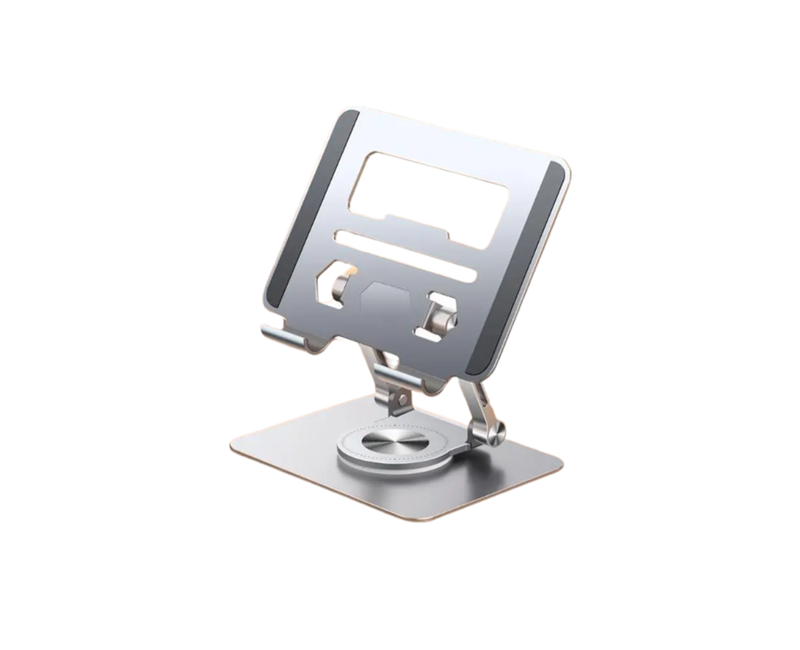 Adjustable Laptop Stand with 360 Rotating Base, Computer Stand Ergonomic Laptop Riser for Collaborative Work Dual Rotary Shaft Fully Foldable for Easy Storage Fits All Laptops up to 15.6 inches- Silver