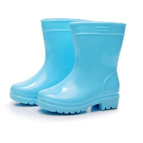 Solid Color Waterproof PVC Rain Shoes Anti-slip Rain Boots Blue
