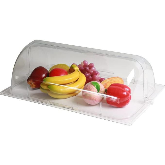 Transparent Bakery Pan Bread Bowl Dessert Display Cabinet, Rectangular Chafing Dish Cover Cake Dust Roll Top Cover, Large-Capacity Bread Box, Dessert Box, Pastry Display Cabinet, Fruit Tray Plate Fresh-Keeping Cover -Transparant