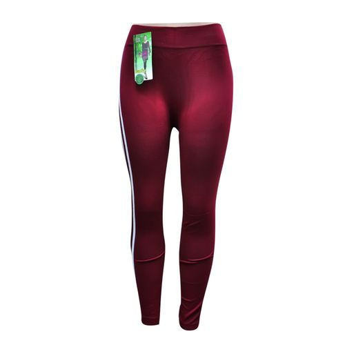 Cotton Double Stripped Leggings - Maroon