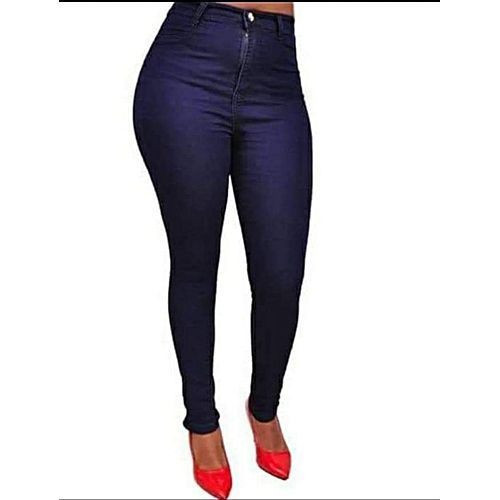 Ladies' High Waist Jeans - Dark Blue