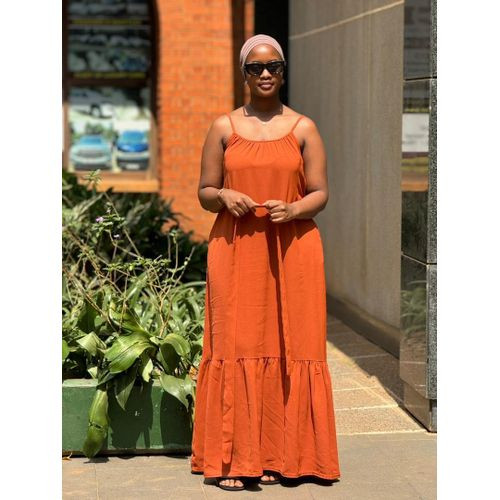 Colorful Plus Size Casual Free Dress For Ladies - Brown