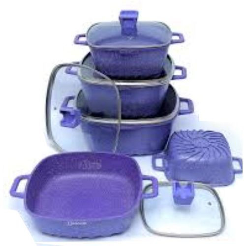 10 Pieces Durable Granite Cookware Non stick Set With Glass Lids-Multicolour