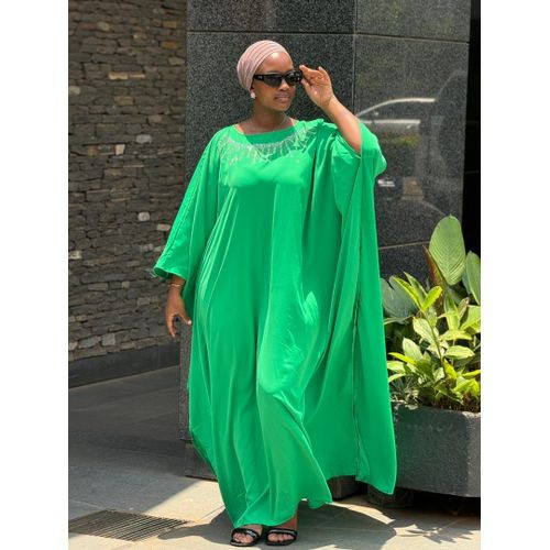 Casual Maxi Kaftan Dress For Ladies Free Size - Green