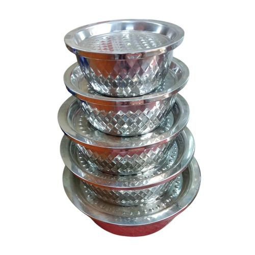 10 Pieces Stainless Steel Serving Dishes Bowls With Lids For Serving Food - Silver