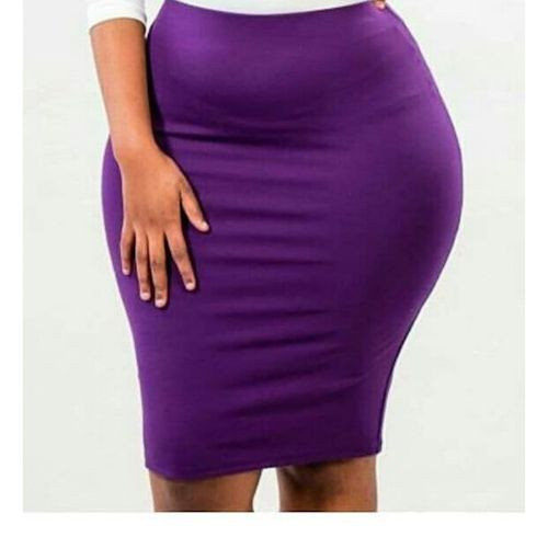 Women's Stretch Heavy Cotton Pencil Skirt - Purple
