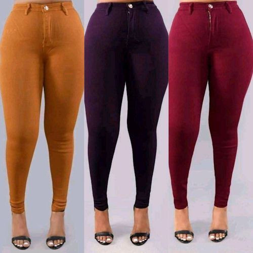 3 Pack Ladies High Waist Jeans Body Shapers - Maroon, Purple, Gold yellow
