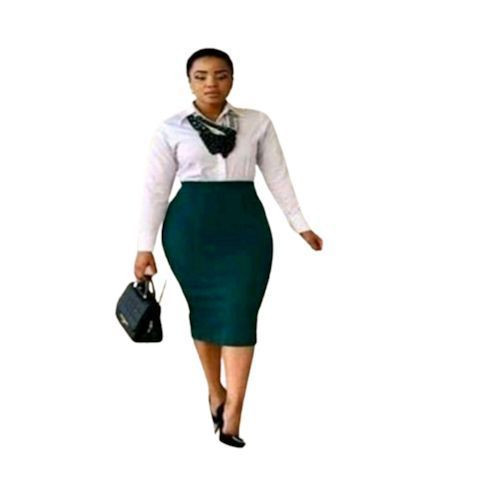 Women's Stretch Heavy Cotton Pencil Skirt - Army Green