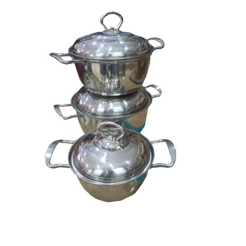 6 Pieces Cookware Serving Dishes Set With Lids And Handles-Silver