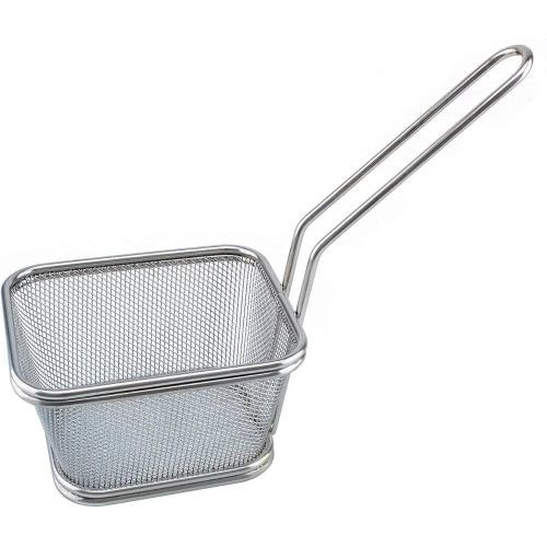 Stainless Steel Frying Basket Draining Oil After Frying chips Chicken-Silver