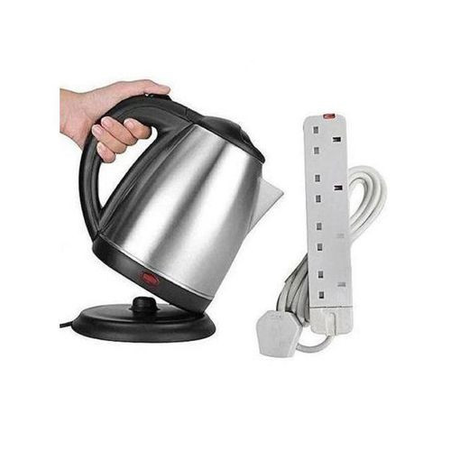 Bundle 2 Litres Kettle 4 Way Extension Cable - Silver, White