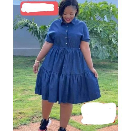 Round Jean Dress Blue