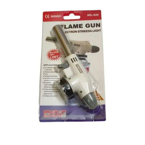 Gas Torch Auto Ignition Butane Gas Blow Torch for Outdoor BBQ Tool Burner Flamethrower Welding Gun Flame Gun (White)