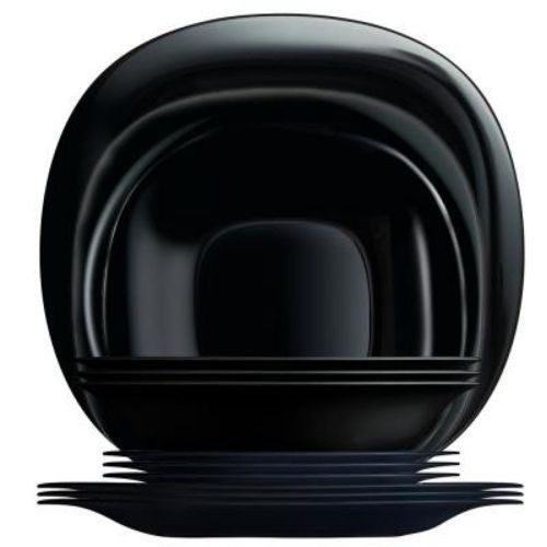 24 Pieces Ceramic Cups Bowls Small Plates Dinner Plates-Black