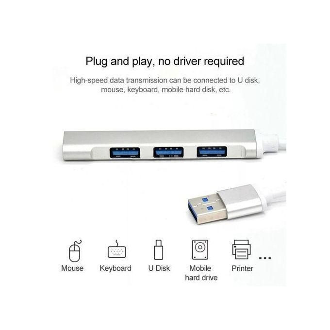 Hub USB HUB 3 0 Adapter 4 Port USB 3.0 High Speed-Gray