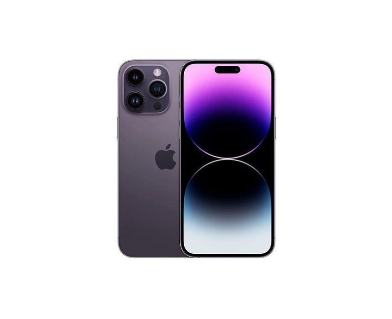 Apple iPhone 14 Pro, Dual & Single SIM, 256GB, 6GB RAM, 6.1" Display, 5G, 48MP+12MP Cameras, Face ID – Deep Purple/Black, 3200mAh Battery