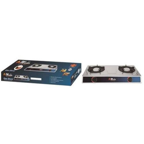 Gas Stove With Stainless Steel Top And 2 Burners-Black/Silver