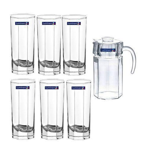 Unique Jug Pitcher And Quality 6 Drinking Glasses-Transparent