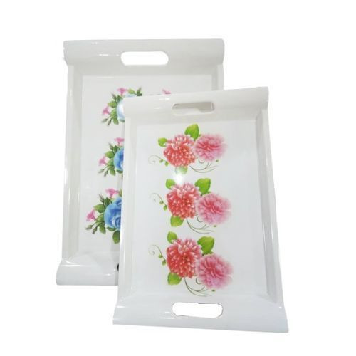 2 Pieces Set Of Melamine Trays Flower May Vary