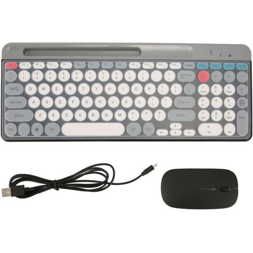 Retro Keyboard Mouse Set 2.4G Keyboard Mouse Set for Office Home (Black)
