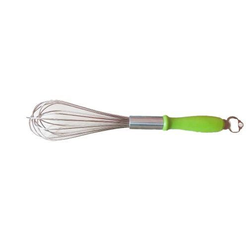 Thick Wired Stainless Steel Egg Whisk-Silver/Green