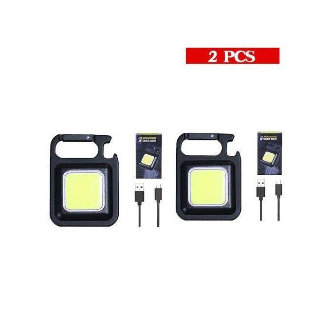 2PCS Mini LED Keychain Light USB Rechargeable Pocket Work Light