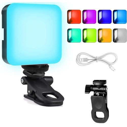 Ay-83 Led Pocket Video Light 360° Adjustable Camera Video Lighting with 3 Cold Shoe Mount, 2000mAh Rechargeable Photography Camera Lighting With Clip Dimmable Panel Lamp Support Magnetic Attraction- Multicolor