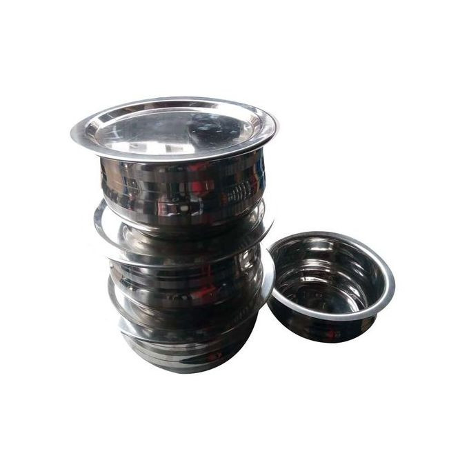 4 Pieces Stainless Steel Serving Dishes-Silver