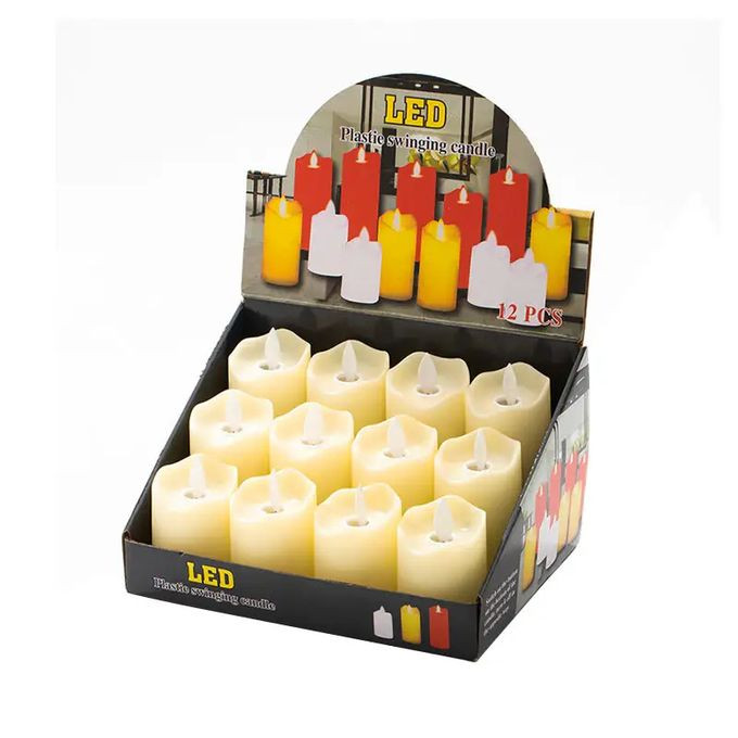 Home decoration dozen warm white flickering Pillar candles battery operated flameless