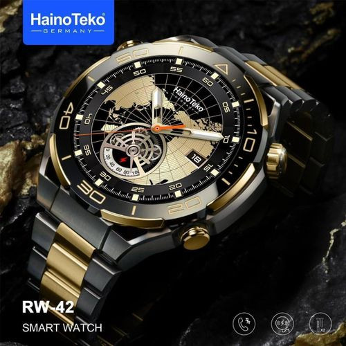 RW42 Round Shape Large Screen AMOLED Display Smart Watch With 2 Pair Straps and Wireless Charger For Men's and Boys -Multicolor