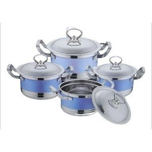 8 Pieces Set Of Stainless Steel Cookware Sets With Heavy Duty Bottom-Multicolour