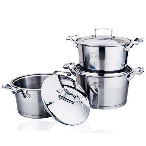 3 Pieces Of Heavy Duty Stainless Steel Saucepans -Silver