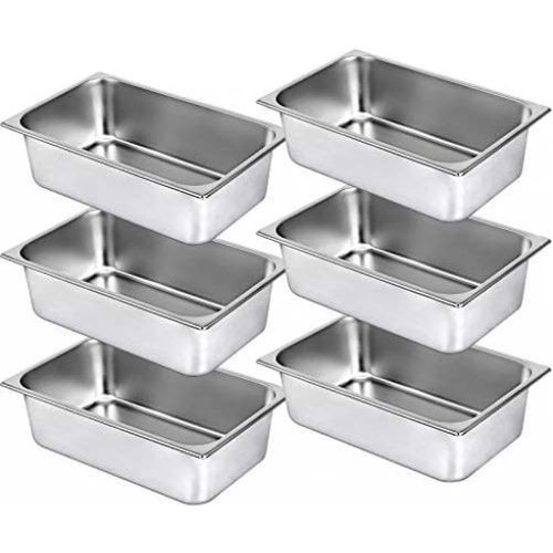 6 Pack Stainless Steel chafing Water Steam Table Buffet Food Pans