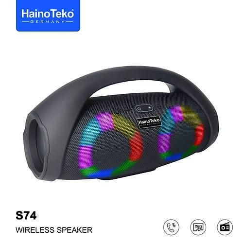 S74 Portable Bluetooth Speaker with Power Bank Function with Carrying Strap Supports FM Radio and with USB and Memory Card Slot Elegant-Multicolor