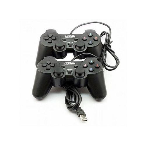 Twin Dual Double Shock Vibration PC Controller Computer / Laptop Game Pads / Joy Pads - Black