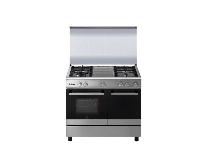 ELECTROLUX Cooker 90/60cms 5 Gas Burners with Gas Oven & Grill Plus Thermostat and Rotasserie - EKG9000G9X