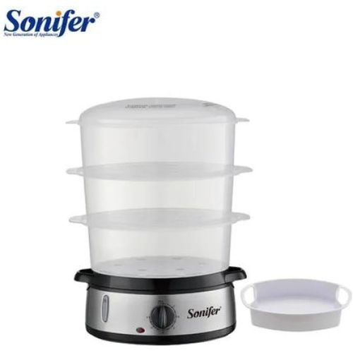 Electric Food Steamer for Cooking, 3 Tiers Vegetable Steamer, Fast Simultaneous Cooking, 60-Minute Timer, Veggies Steamer, Ideal for Fish Seafood Rice- Transparent
