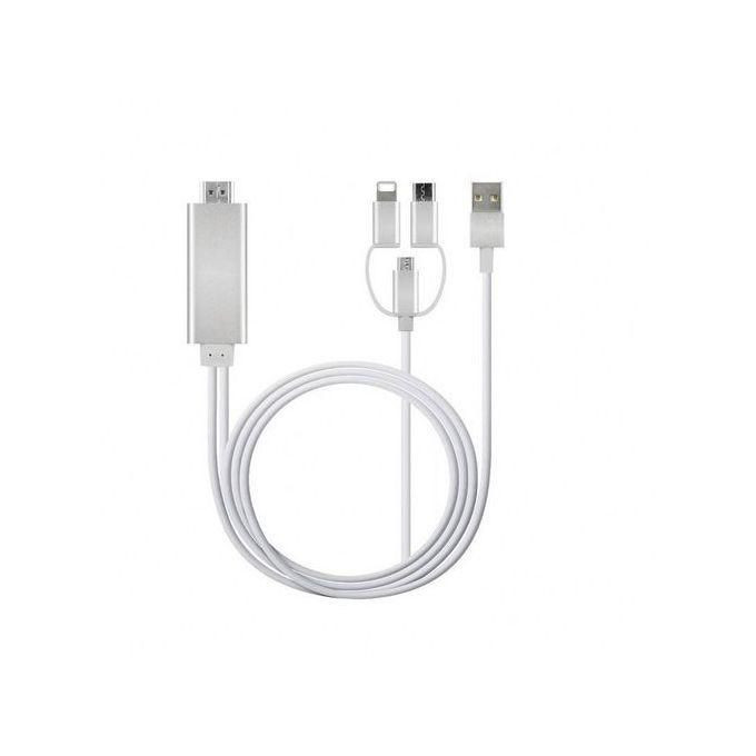 3 in 1 HDMI Adapter Phone to HDMI Cable Type-C Micro USB/Phone to TV - Black