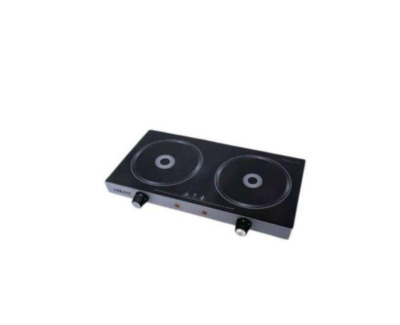 High Efficient Infrared Electric Cooker With 2 Burners-Black