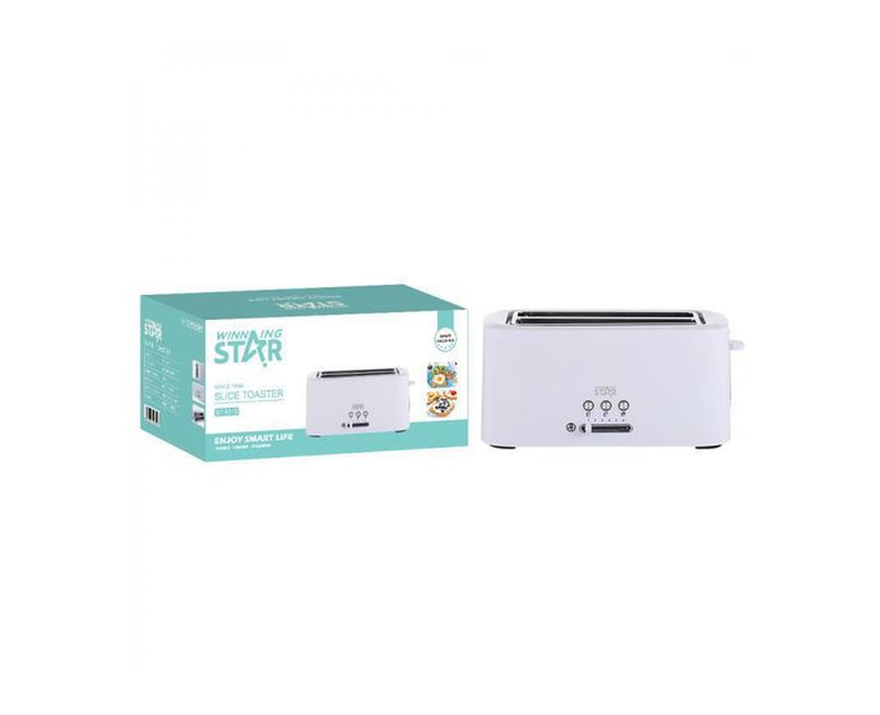 4 Slices Large Electric Bread Toaster-White