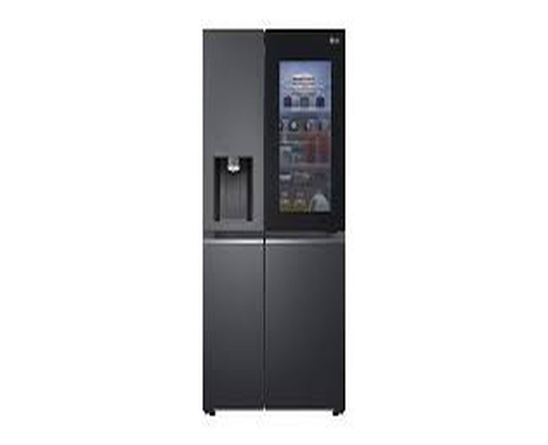LG Fridge 649 Litres, Side by Side, Smart Inverter Compressor, Shiny Steel, Hygeine Fresh Water Dispenser with UV Protection, Knock Knock, Black GC-X257CQES