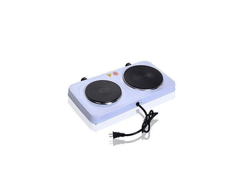 Quality Electric Hotplate With Two Burners-White