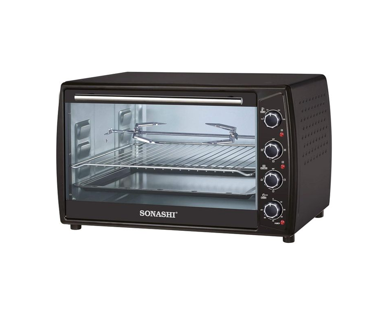 High Efficient 63 Liters Electric Oven With Inside Light Adjustable Temperature And Timer-Black/Silver