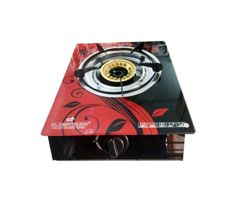 Gas Stove With Glass Top And One Burners/Design Varies-Multicolor