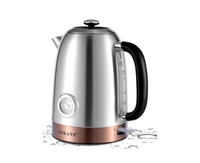 Electric Kettle For Boiling Water Fast With Temperature Level Indicator-Silver