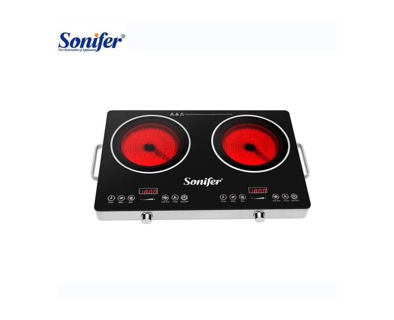 Sonifer High Quality Infrared Cooker With Dual Burner Touch Operated Hotplate With Timing Function - Multicolor
