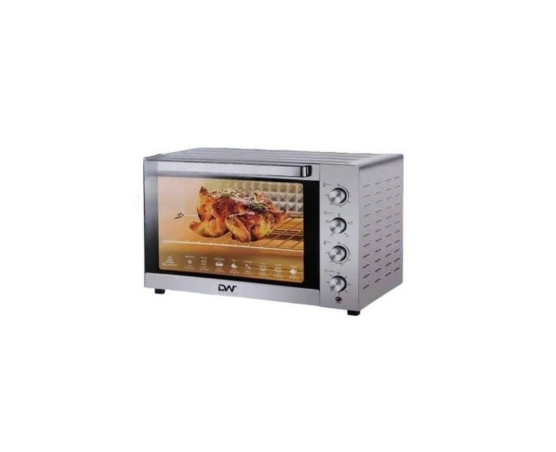 65 Litres Digital Pad Electric Oven Toaster Cooker Grill Rotisserie Double Glass - Silver