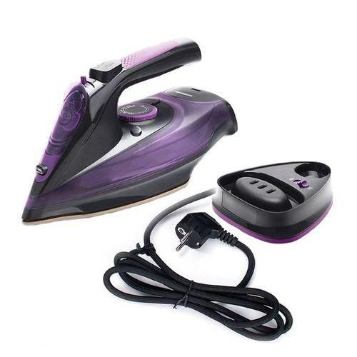 Electric Rechargeable Cordless Steam Iron With Removable Base - Black,Purple